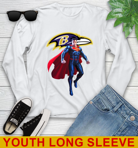 NFL Superman DC Sports Football Baltimore Ravens Youth Long Sleeve
