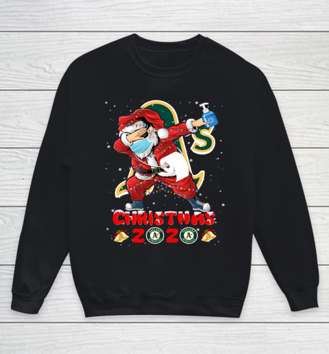 Oakland Athletics Funny Santa Claus Dabbing Christmas 2020 MLB Youth Sweatshirt
