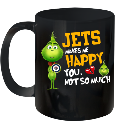 NHL Winnipeg Jets Makes Me Happy You Not So Much Grinch Hockey Sports Ceramic Mug 11oz