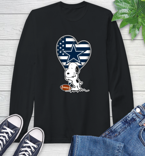 Dallas Cowboys NFL Football The Peanuts Movie Adorable Snoopy Long Sleeve T-Shirt 2