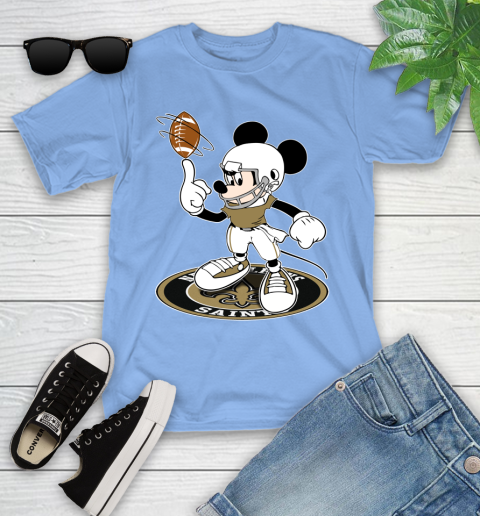 NFL Football New Orleans Saints Cheerful Mickey Disney Shirt Youth T-Shirt 11
