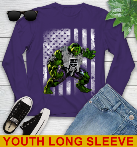 Los Angeles Kings Hulk Marvel Avengers NHL Hockey American Flag Youth Long Sleeve 4