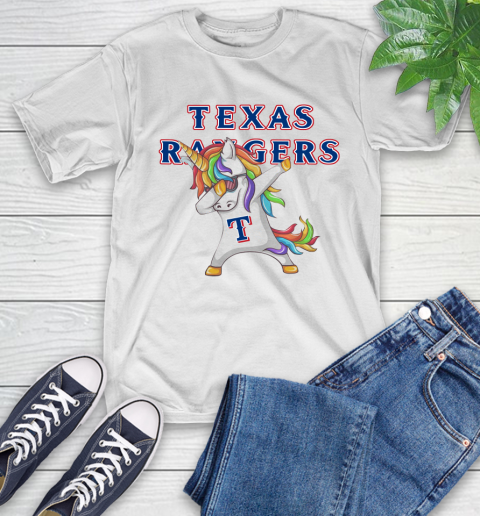 Texas Rangers MLB Baseball Funny Unicorn Dabbing Sports T-Shirt