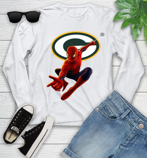 NFL Spider Man Avengers Endgame Football Green Bay Packers Youth Long Sleeve