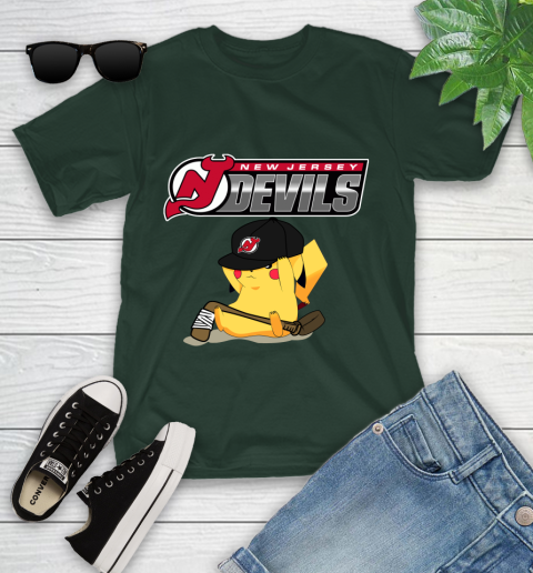 NHL Pikachu Hockey Sports New Jersey Devils Youth T-Shirt 5