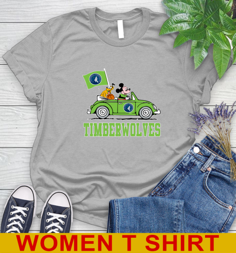 NBA Basketball Minnesota Timberwolves Pluto Mickey Driving Disney Shirt Women's T-Shirt 5
