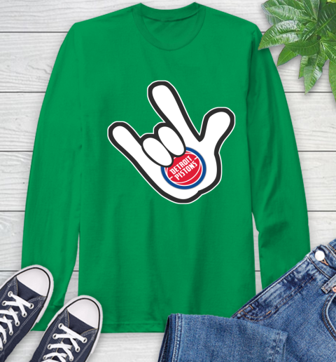 Detroit Pistons NBA Basketball Mickey Rock Hand Disney Long Sleeve T-Shirt 7