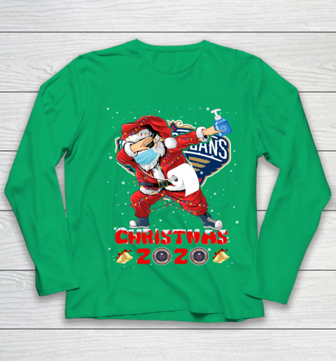New Orleans Pelicans Funny Santa Claus Dabbing Christmas 2020 NBA Youth Long Sleeve 4