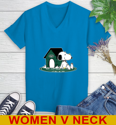 NFL Football New York Jets Snoopy The Peanuts Movie Shirt Women's V-Neck T-Shirt 8