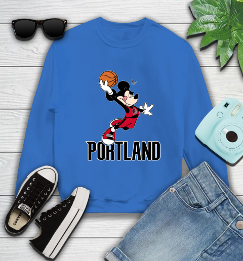 NBA Basketball Portland Trail Blazers Cheerful Mickey Mouse Shirt Sweatshirt 9