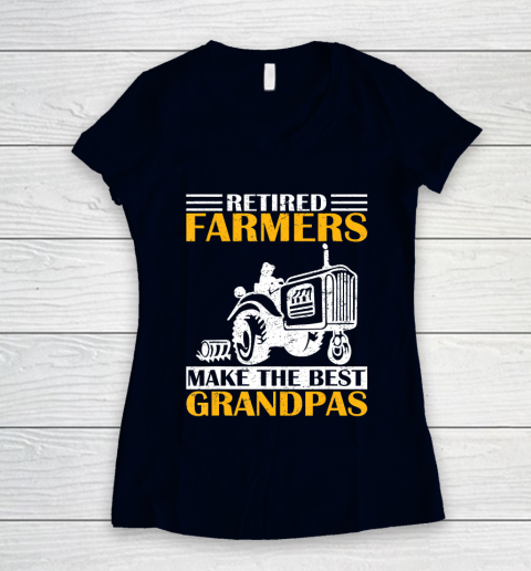 GrandFather gift shirt Retired Farmer Tractor Make The Best Grandpa Retirement Gift T Shirt Women's V-Neck T-Shirt 2