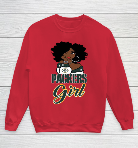Green Bay Packers Girl NFL Youth Sweatshirt Tee For Sports