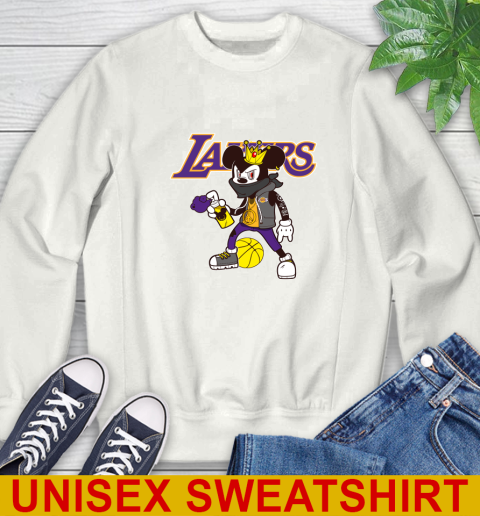 Los Angeles Lakers NBA Basketball Mickey Peace Sign Sports Sweatshirt