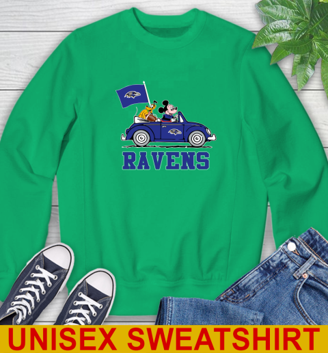 NFL Football Baltimore Ravens Pluto Mickey Driving Disney Shirt Sweatshirt 6