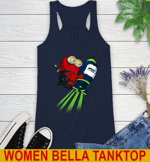 NFL Football Seattle Seahawks Deadpool Minion Marvel Shirt Racerback Tank 9