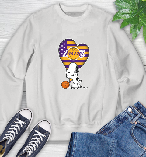 Los Angeles Lakers NBA Basketball The Peanuts Movie Adorable Snoopy Sweatshirt