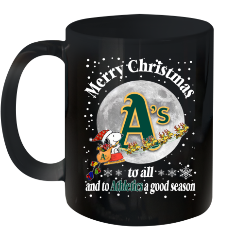 Oakland Athletics Merry Christmas To All And To Athletics A Good Season MLB Baseball Sports Ceramic Mug 11oz