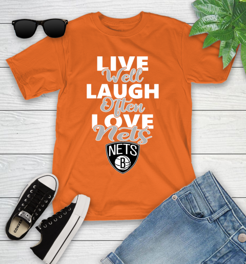 NBA Basketball Brooklyn Nets Live Well Laugh Often Love Shirt Youth T-Shirt 8