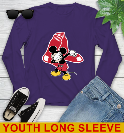 Boston Red Sox MLB Baseball Dabbing Mickey Disney Sports Youth Long Sleeve 5