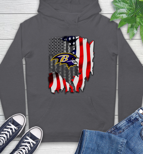 Baltimore Ravens NFL Football American Flag Hoodie 7