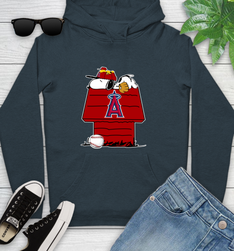 MLB Los Angeles Angels Snoopy Woodstock The Peanuts Movie Baseball T Shirt Youth Hoodie 8
