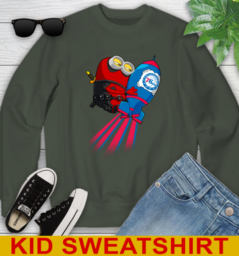 NBA Basketball Philadelphia 76ers Deadpool Minion Marvel Shirt Youth Sweatshirt 8