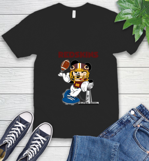 NFL Washington Redskins Mickey Mouse Disney Super Bowl Football T Shirt V-Neck T-Shirt 2