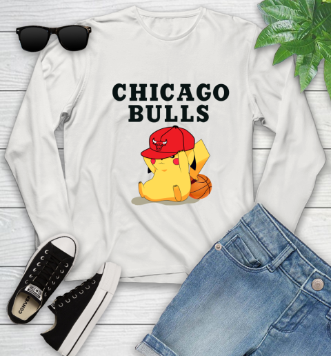 NBA Pikachu Basketball Sports Chicago Bulls Youth Long Sleeve 12