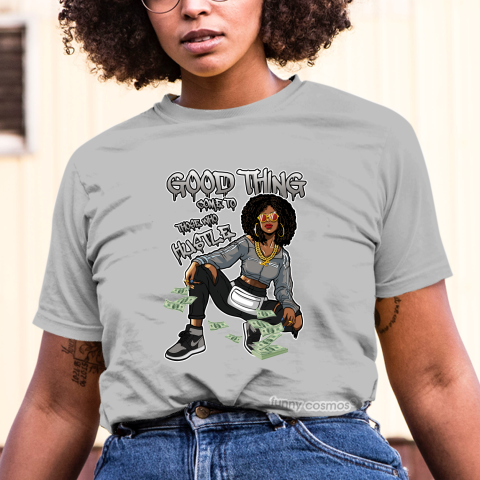 Jordan 1 Shadow Matching Sneaker Tshirt For Woman For Girl Good Things Come To Those Who Hustle Black Jordan Shirt