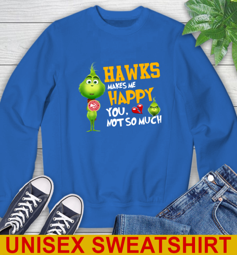 NBA Atlanta Hawks Makes Me Happy You Not So Much Grinch Basketball Sports Sweatshirt 11