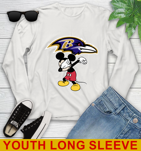 Baltimore Ravens NFL Football Dabbing Mickey Disney Sports Youth Long Sleeve 12