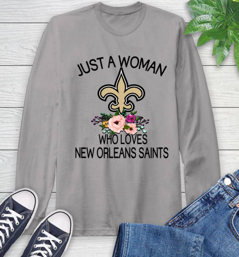 NFL Just A Woman Who Loves New Orleans Saints Football Sports Long Sleeve T-Shirt 4