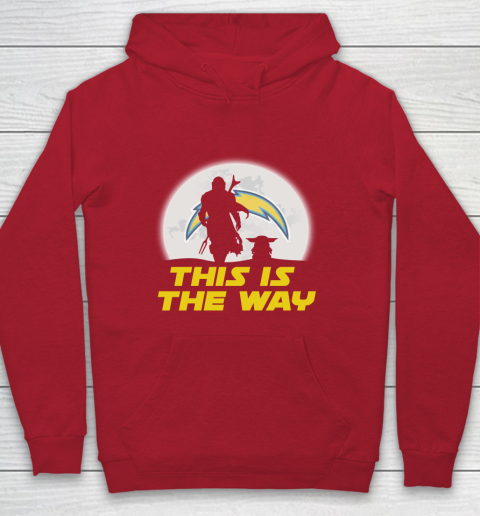 Los Angeles Chargers NFL Football Star Wars Yoda And Mandalorian This Is The Way Youth Hoodie 7