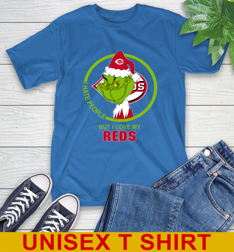 Cincinnati Reds MLB Christmas Grinch I Hate People But I Love My Favorite Baseball Team T-Shirt 9