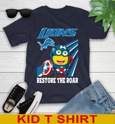 NFL Football Detroit Lions Captain America Marvel Avengers Minion Shirt Youth T-Shirt 2
