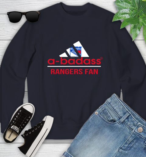 NHL A Badass New York Rangers Fan Adidas Hockey Sports Youth Sweatshirt 2
