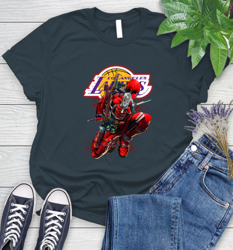 NBA Deadpool Marvel Comics Sports Basketball Los Angeles Lakers Women's T-Shirt 8