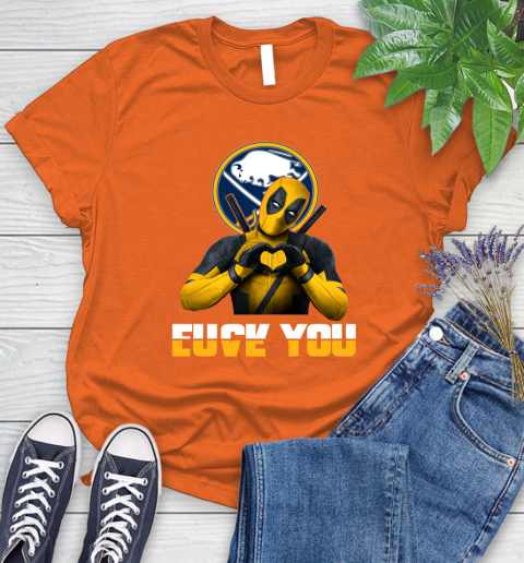 NHL Buffalo Sabres Deadpool Love You Fuck You Hockey Sports Women's T-Shirt 3