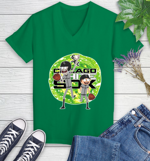 MLB Chicago White Sox Rick And Morty Baseball Sports Women's V-Neck T-Shirt 5