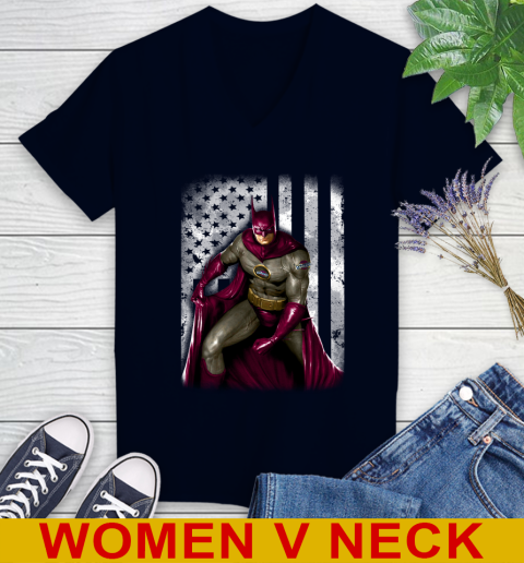 Cleveland Cavaliers NBA Basketball Batman DC American Flag Shirt Women's V-Neck T-Shirt 2