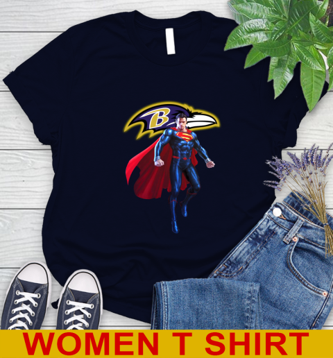NFL Superman DC Sports Football Baltimore Ravens Women's T-Shirt 3