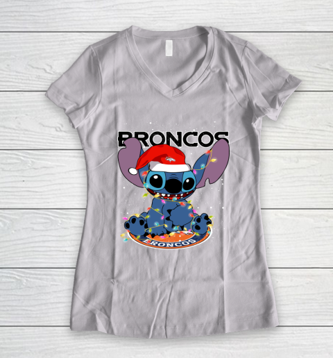 Denver Broncos NFL Football noel stitch Christmas Women's V-Neck T-Shirt