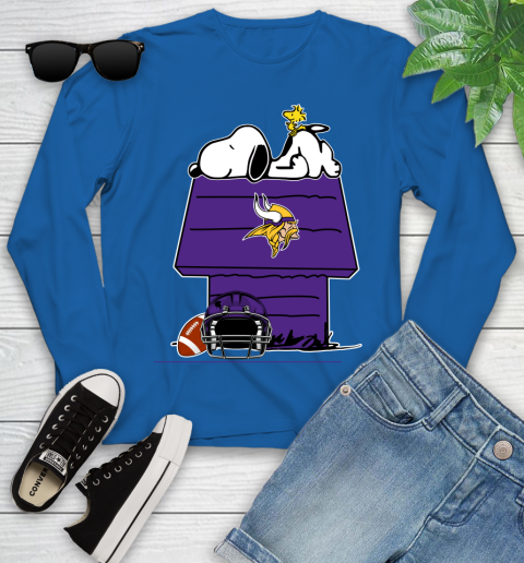 Minnesota Vikings NFL Football Snoopy Woodstock The Peanuts Movie Youth Long Sleeve 9