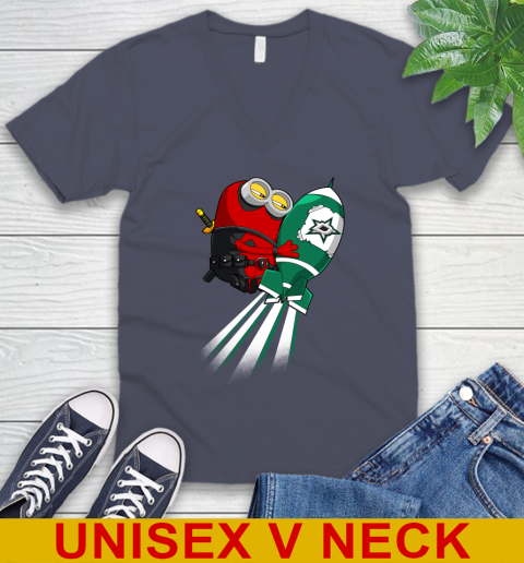 NHL Hockey Dallas Stars Deadpool Minion Marvel Shirt V-Neck T-Shirt 7