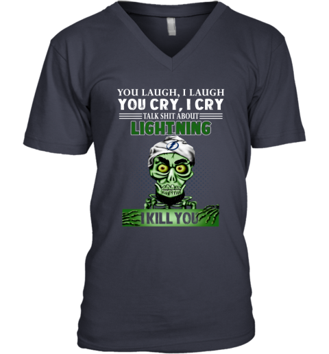 NHL Talk Shit About Tampa Bay Lightning I Kill You Achmed The Dead Terrorist Jeffrey Dunham Hockey CX2VEly9GHE v neck unisex 8 95 151514 front navy