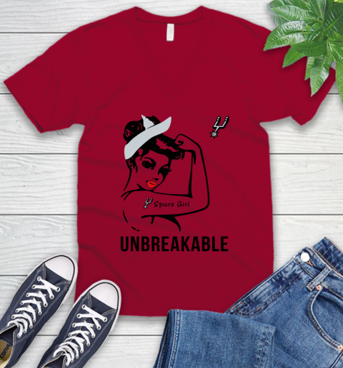 NBA San Antonio Spurs Girl Unbreakable Basketball Sports V-Neck T-Shirt 5
