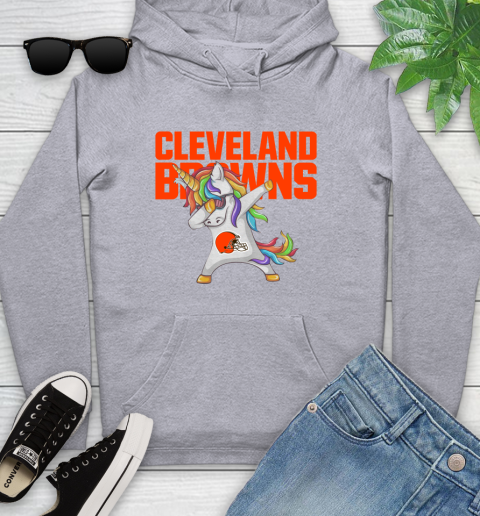 Cleveland Browns NFL Football Funny Unicorn Dabbing Sports Youth Hoodie 6