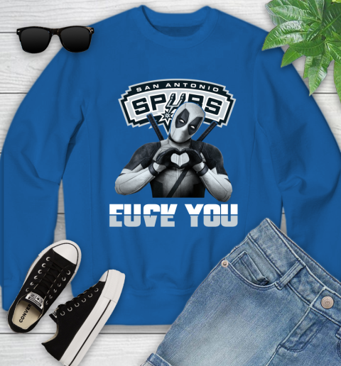 NBA San Antonio Spurs Deadpool Love You Fuck You Basketball Sports Youth Sweatshirt 7