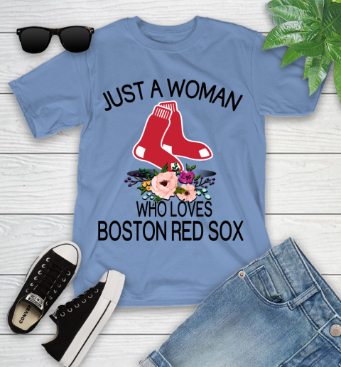 MLB Just A Woman Who Loves Boston Red Sox Baseball Sports Youth T-Shirt 9