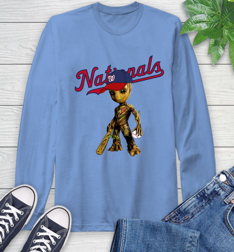 MLB Washington Nationals Groot Guardians Of The Galaxy Baseball Long Sleeve T-Shirt 11